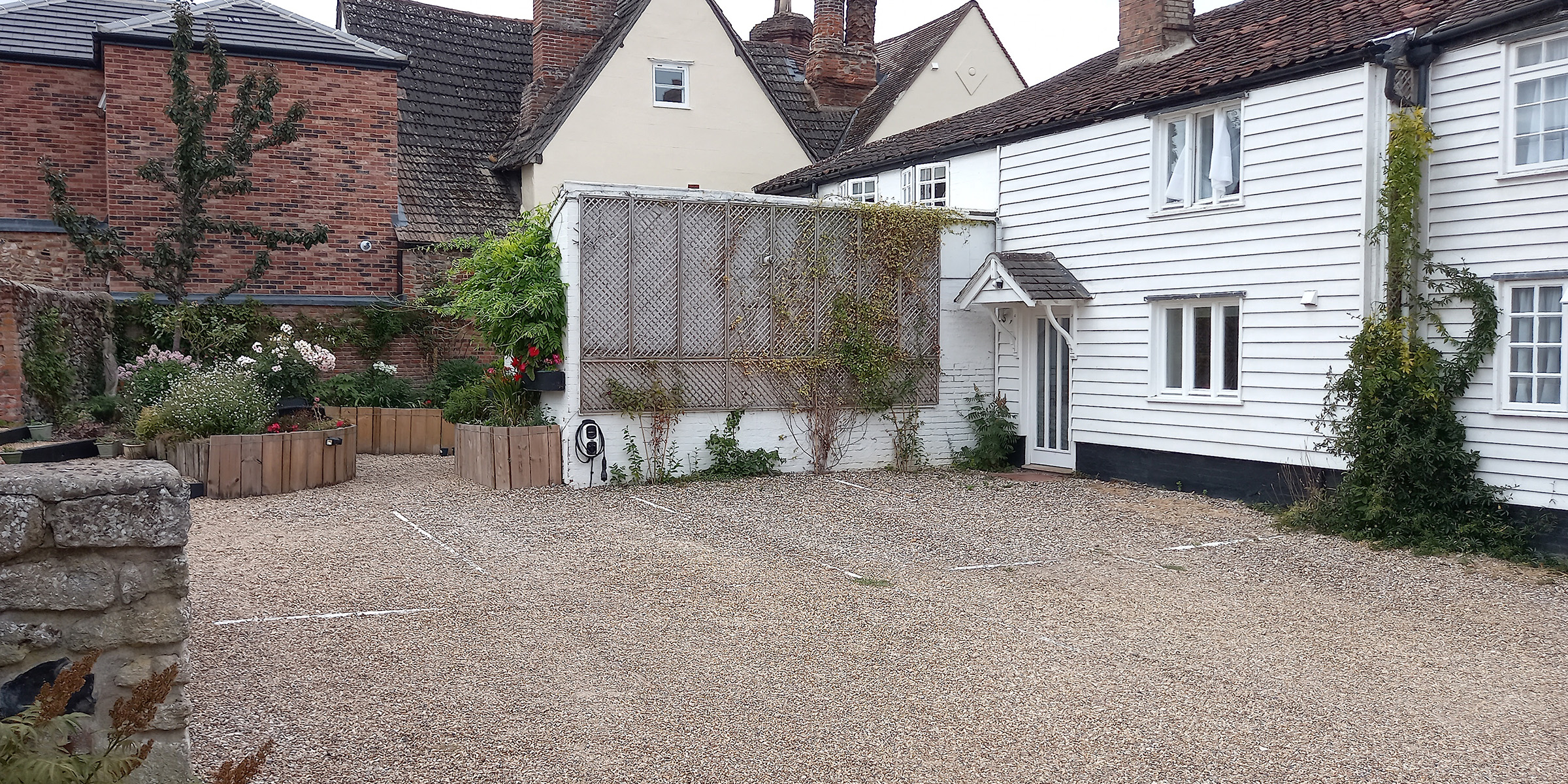 The car park at the Abbey Hotel, Bury St Edmunds, Suffolk